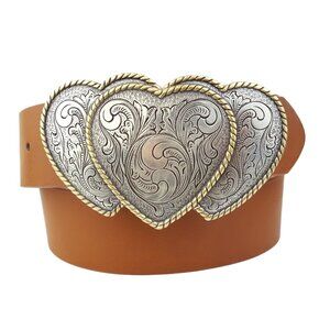 Triple Heart Western Buckle Belt